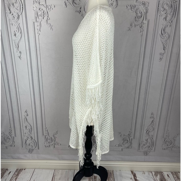 Breezy Knit Fringe Trim Poncho Swimsuit Coverup - Picture 8 of 10